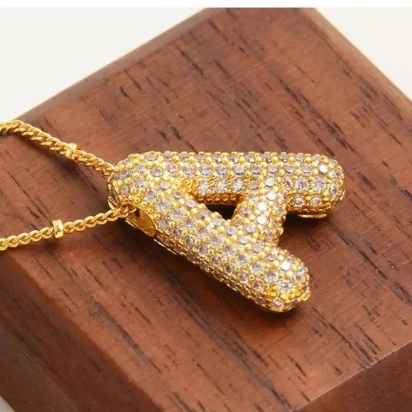 Anthropologe “A” diamond Gold Initial Pendant Necklace - Picture 5 of 11